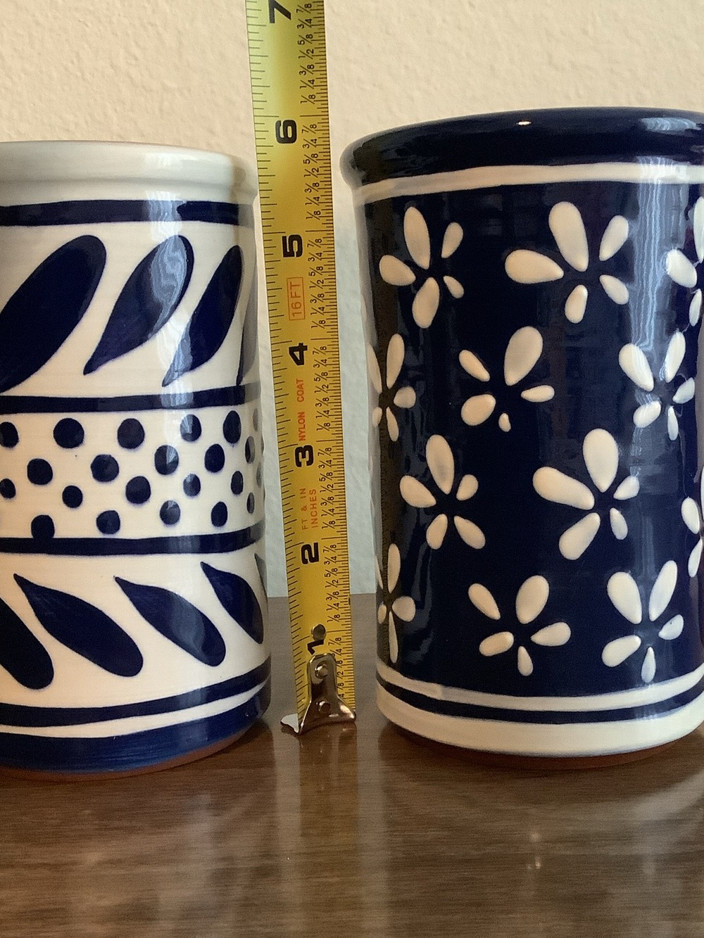 Hand-Painted Blue & White Ceramic Mugs - Set of 2 - Picture 5 of 6